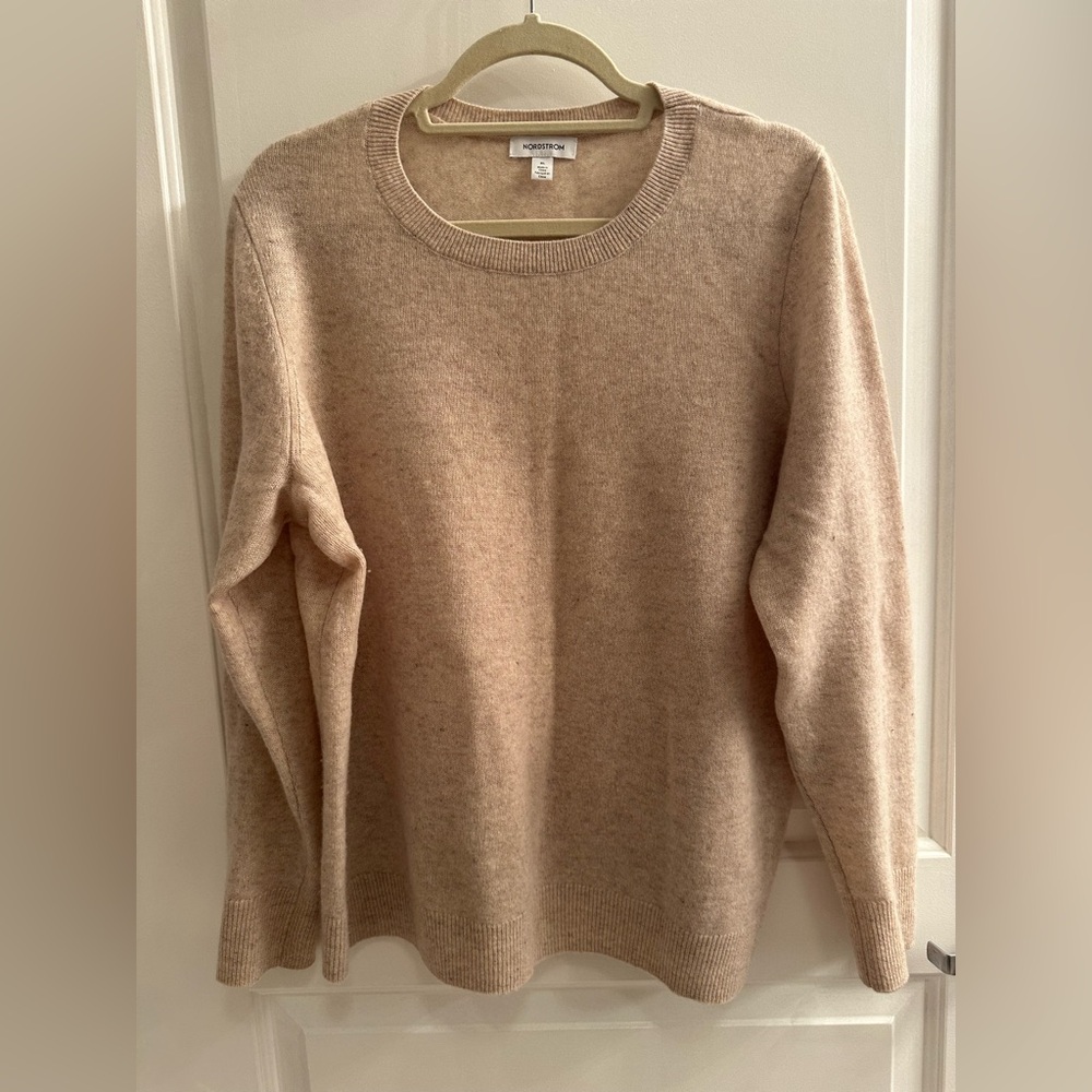Nordstrom Cashmere Crewneck Sweater in oatmeal beige size XL